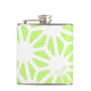 Lime green geometric pattern hip flask