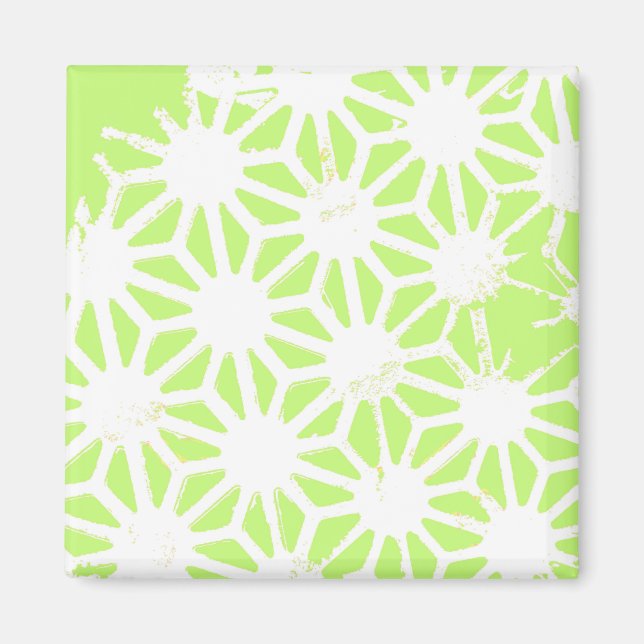 Lime green geometric pattern magnet (Front)