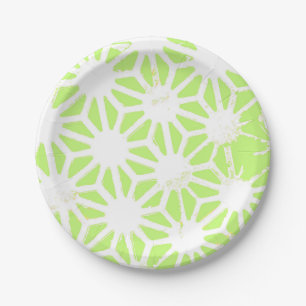 Lime green geometric pattern paper plate