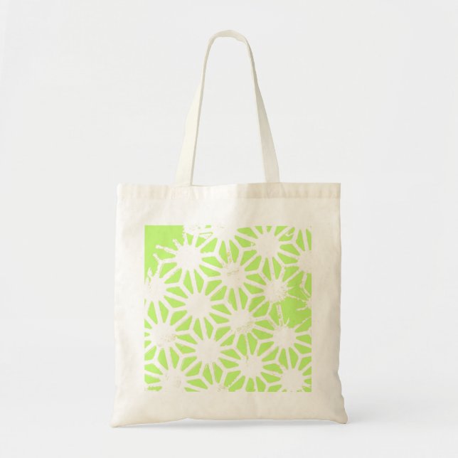 Lime green geometric pattern tote bag (Front)