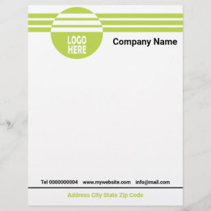 Lime Green geometric stripes with logo and QR code Custom Letterhead