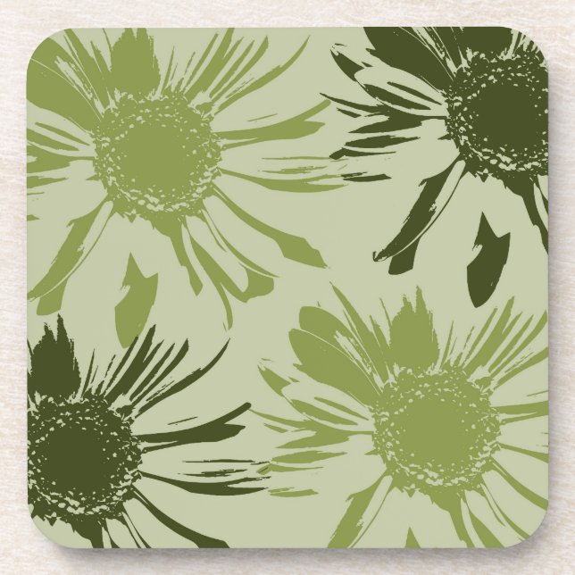 Lime Green Gerbera Flowers Coaster (Front)
