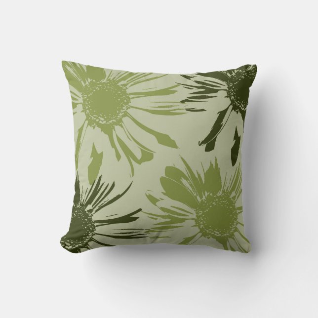 Lime Green Gerbera Flowers Cushion (Front)