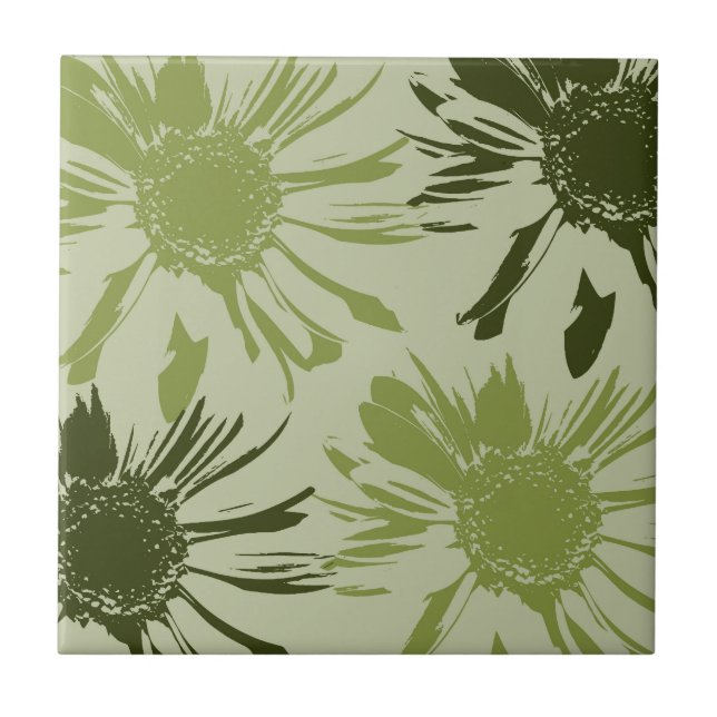 Lime Green Gerbera Flowers Tile (Front)
