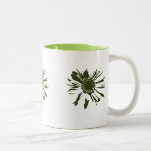 Lime Green Gerbera Flowers Two-Tone Coffee Mug