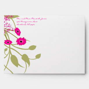 Lime Green Gerbers Flowers Wedding Envelopes
