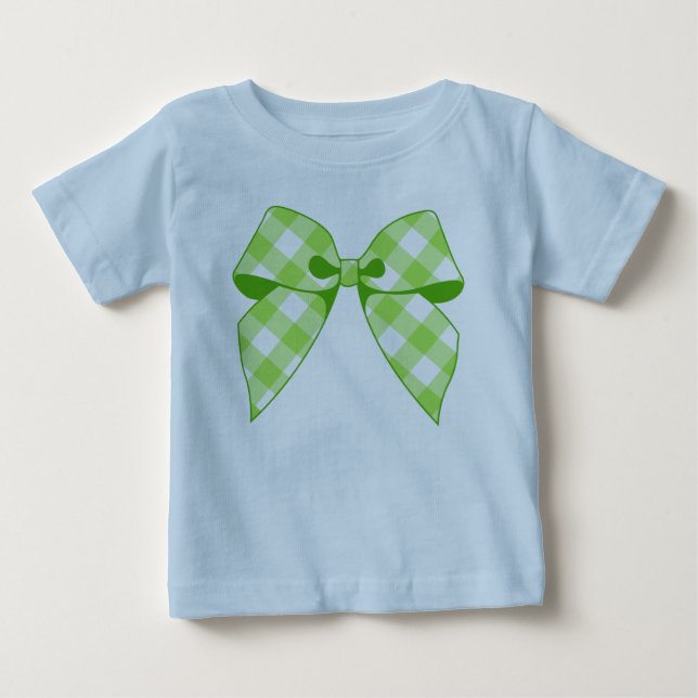 Lime Green Gingham Bow Key Lime Toddler Ruffle Tee (Front)