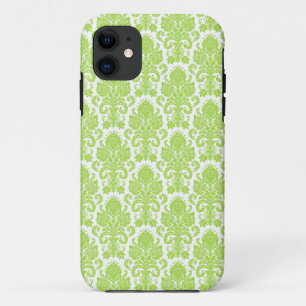 Lime Green Girly Damask Case-Mate iPhone Case
