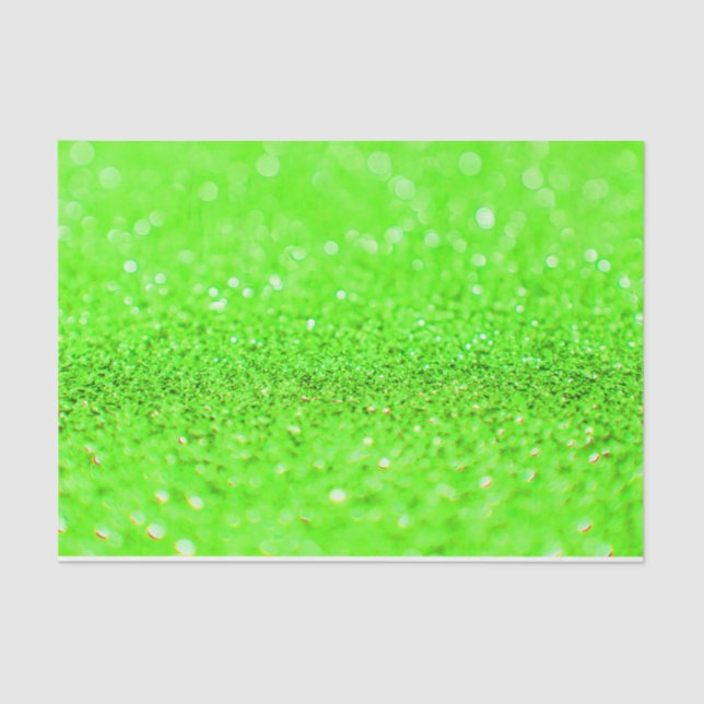 Lime Green Glitter Design  Tissue Paper (Front)