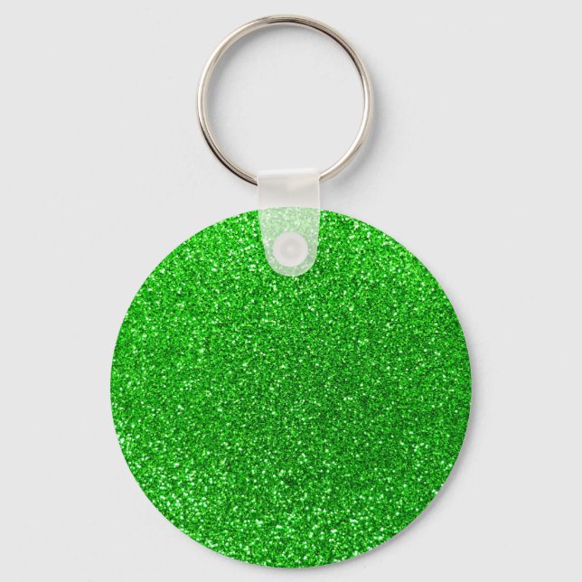Lime green glitter key ring (Front)