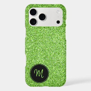 Lime Green Glitter Monogram Minimalist Sparkly
