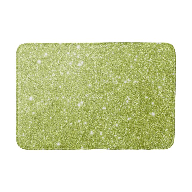 Lime Green Glitter Sparkles Bath Mat (Front)