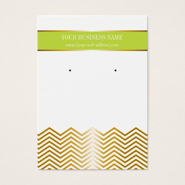 Lime Green Gold Chevron Custom Earring Card (Front)