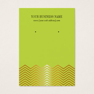 Lime Green Gold Chevron Custom Earring Card