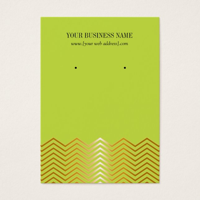 Lime Green Gold Chevron Custom Earring Card (Front)