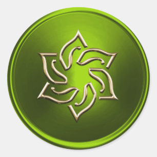 Lime Green Gold Star of David Envelope Seal
