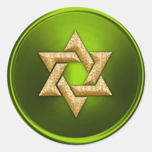 Lime Green Gold Star of David Envelope Seal (Front)
