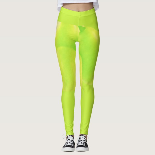 Lime Green Grapes Illustration Leggings (Front)