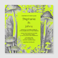 Lime Green Grey Black Woodland Mushroom Wedding