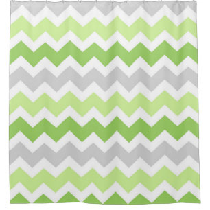Lime Green Grey Chevron Stripes Shower Curtain