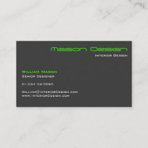 Lime Green Grey Modern Minimalistic Business Card