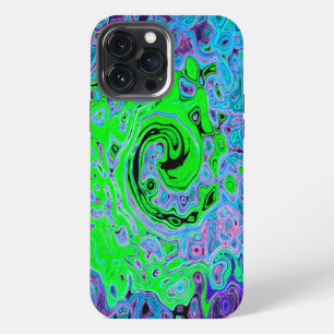 Lime Green Groovy Abstract Retro Liquid Swirl iPhone 13 Pro Max Case