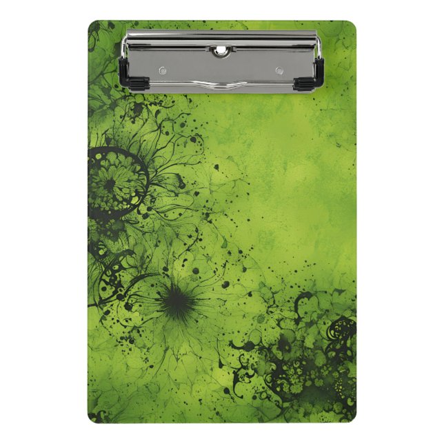 Lime Green Grunge with Black Accents Mini Clipboard (Front)
