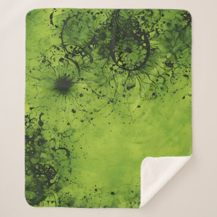 Lime Green Grunge with Black Accents Sherpa Blanket