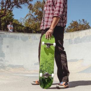 Lime Green Grunge with Black Accents Skateboard