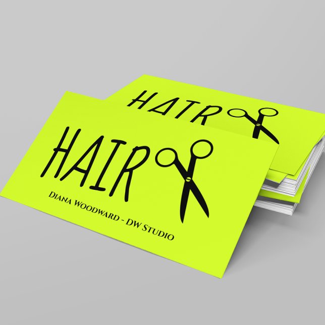 Lime Green Hairdressers Business Card (Creator Uploaded)