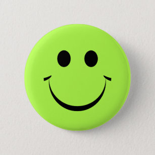 Lime Green Happy Face 6 Cm Round Badge