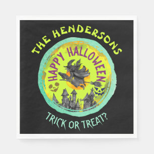 Lime green Happy Halloween Napkin