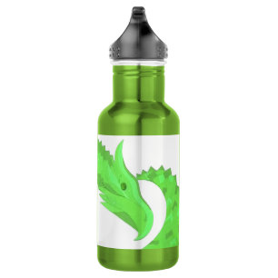 Lime green heart dragon on white 532 ml water bottle