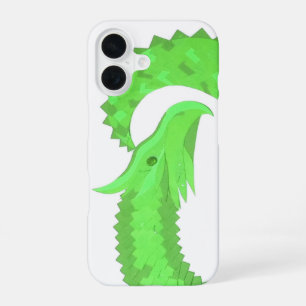 Lime green heart dragon on white iPhone 16 case