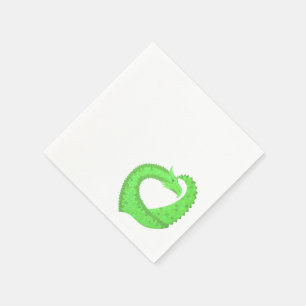 Lime green heart dragon on white napkin