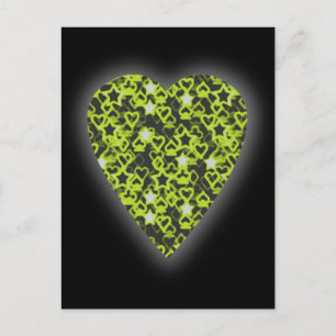 Lime Green Heart. Patterned Heart Design. Postcard