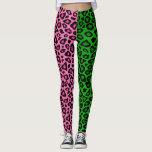 Lime Green - Hot Pink Leopard Animal  Leggings<br><div class="desc">Leggings. Be the talk of your friends with this stylish lime green and hot pink leopard animal pattern print casual wear custom designer pants or be ready for some physical action in your yoga class, fitness exercise class or just running in a comfy style. Available in several different colours in...</div>