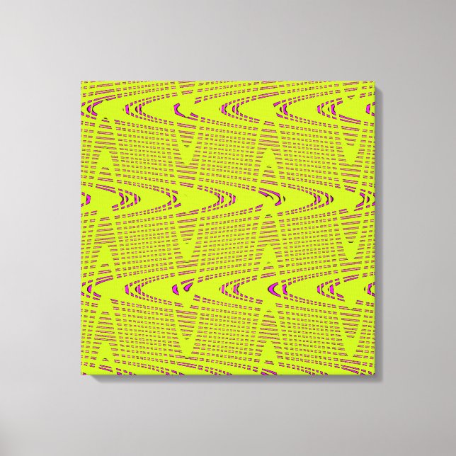 Lime Green Hot Pink Modern Geometric Wave Pattern Canvas Print (Front)