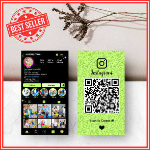 Lime Green Housekeeping Instagram Social Media Business Card