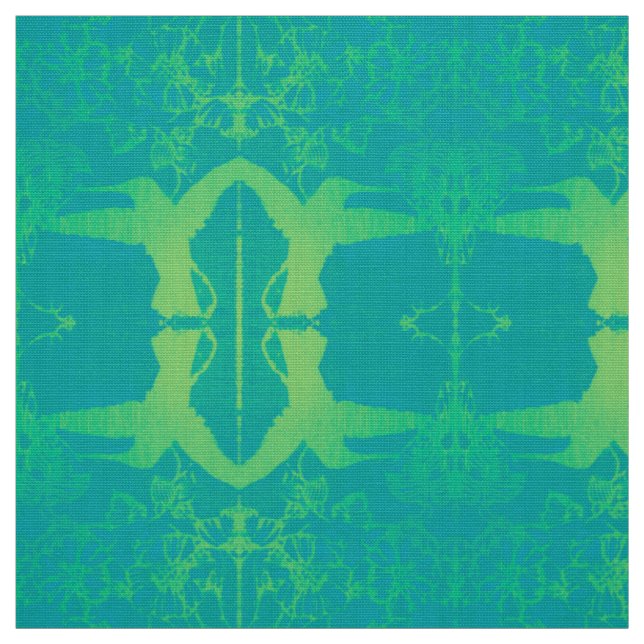 Lime Green Hummingbirds Fabric (Swatch)