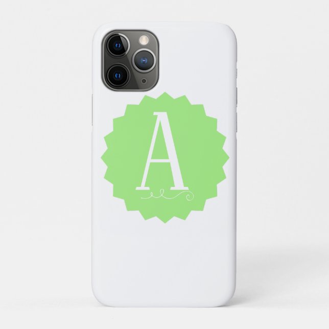 Lime Green Initial iPhone 11 Pro Case (Back)