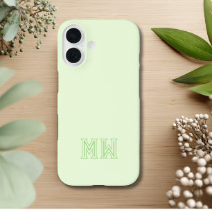 Lime Green Initials Monogram Simple Minimal  iPhone 16 Case