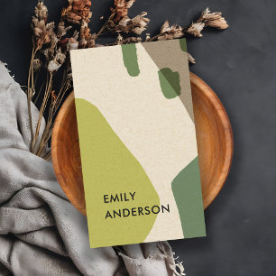 LIME GREEN KRAFT MODERN RUSTIC ABSTRACT ARTISTIC BUSINESS CARD