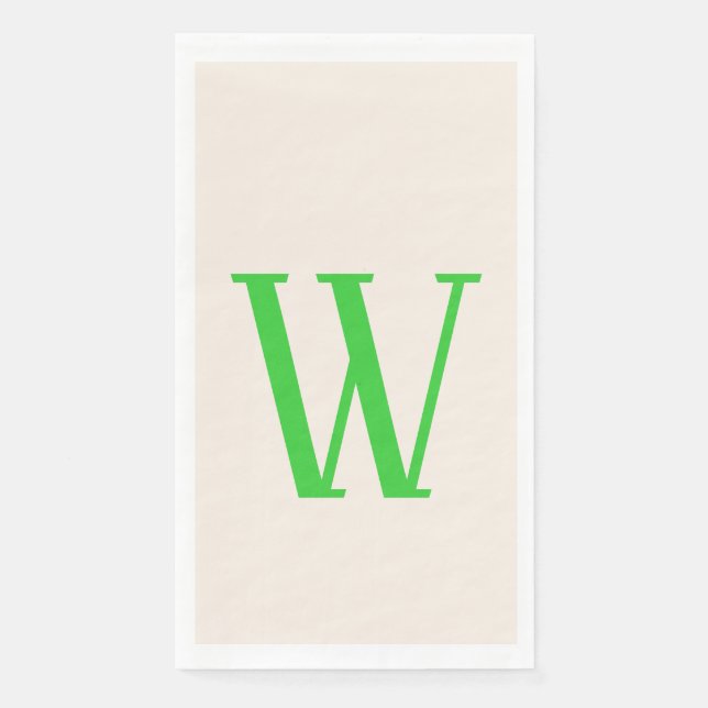 Lime Green Large Modern Custom Initial | Linen Napkin (Front)