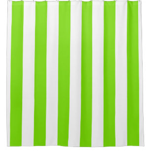 Lime Green Large Vertical Stripes Shower Curtain