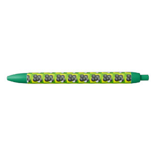 Lime Green Lawn Bowls Pattern, Blue Ink Pen