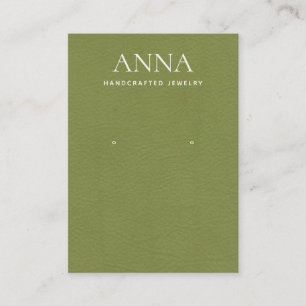 Lime Green Leather Earring Display Business Card