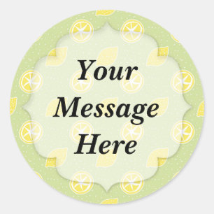 Lime Green Lemon Pattern Classic Round Sticker