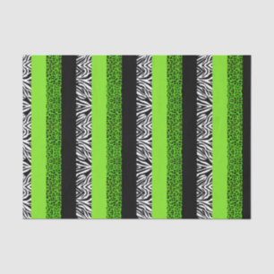 Lime Green Leopard and Zebra Animal Print Tissue Paper