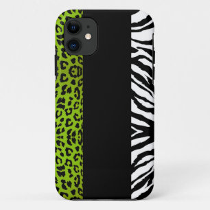 Lime Green Leopard and Zebra Custom Animal Print Case-Mate iPhone Case